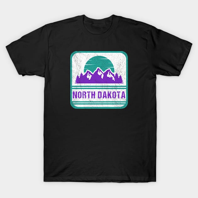 Retro Vintage North Dakota USA Mountain Gift T-Shirt by JKFDesigns